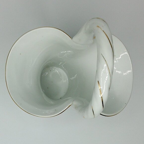 Purple Rose White Ceramic Basket Vase - Picture 3 of 6